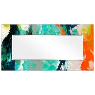 Empire Art Direct 72 in. x 36 in. Tidal Abstract Rectangle Framed Printed Tempered Art Glass Beveled Accent Mirror TAM-108454-7236