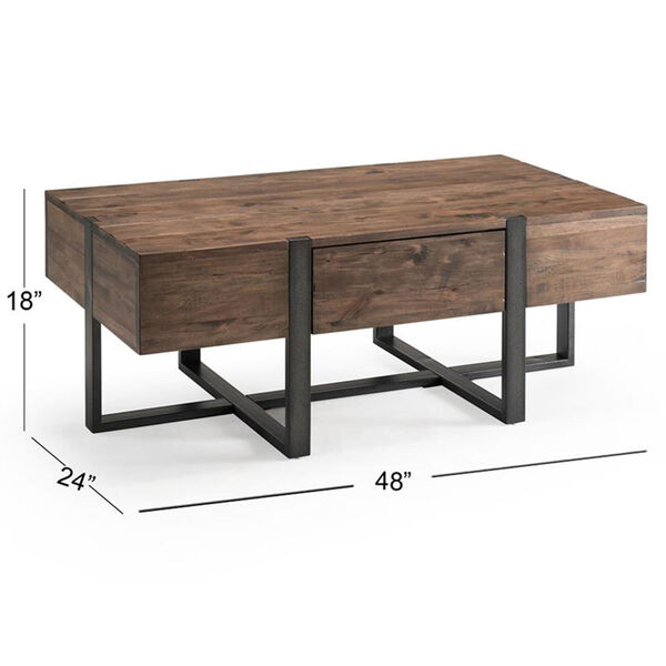 Prescott Modern Reclaimed Wood Condo Rectangular Coffee Table in Rustic Honey