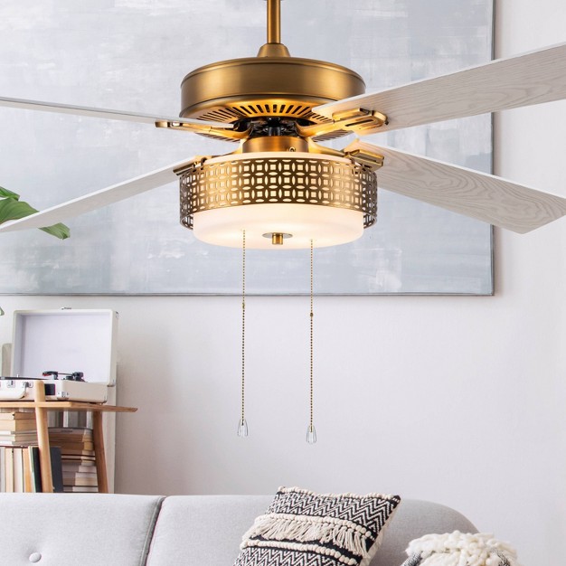 4 blade Amal Lighted Ceiling Fan Brass gold River Of Goods