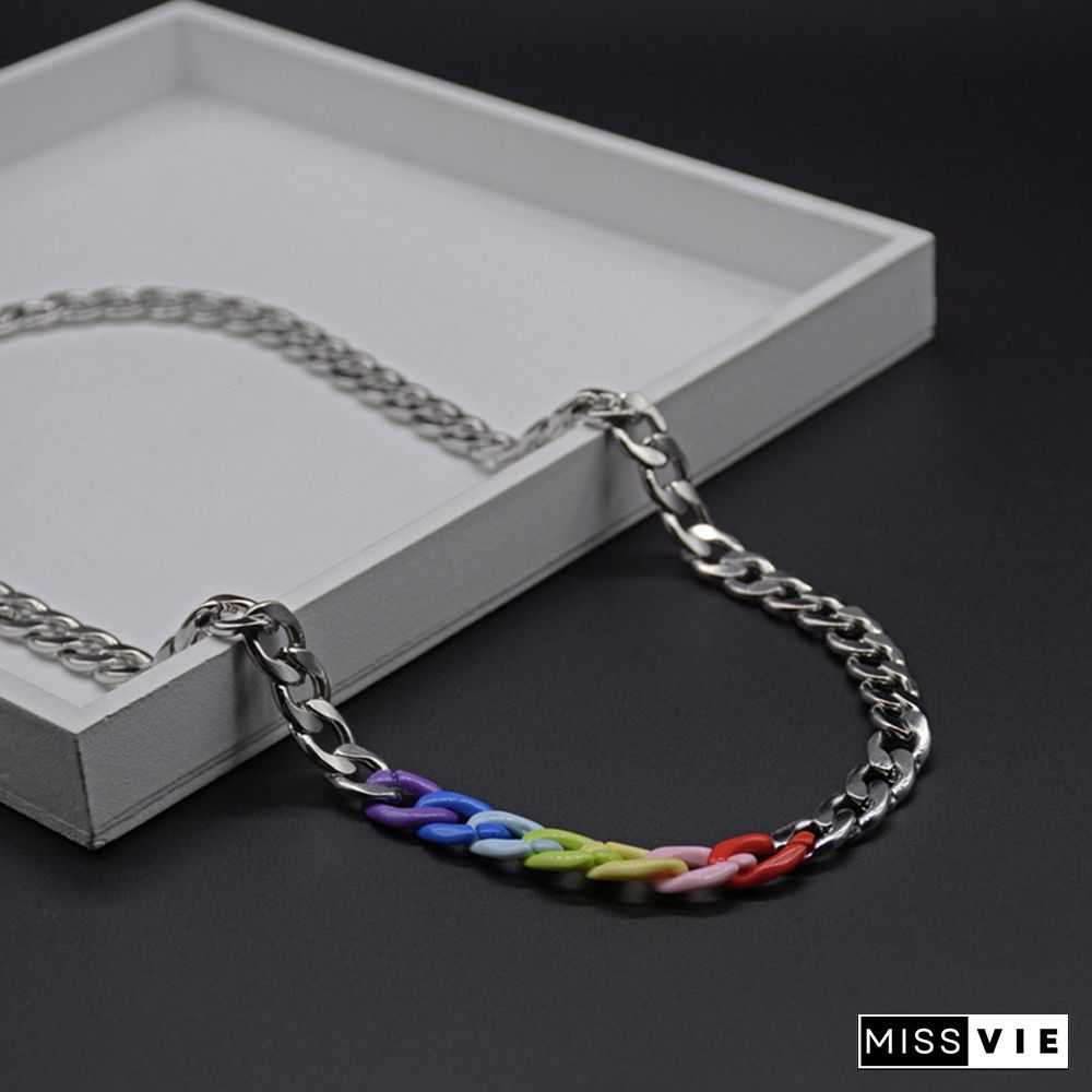 Rainbow Chain Titanium Steel Necklace