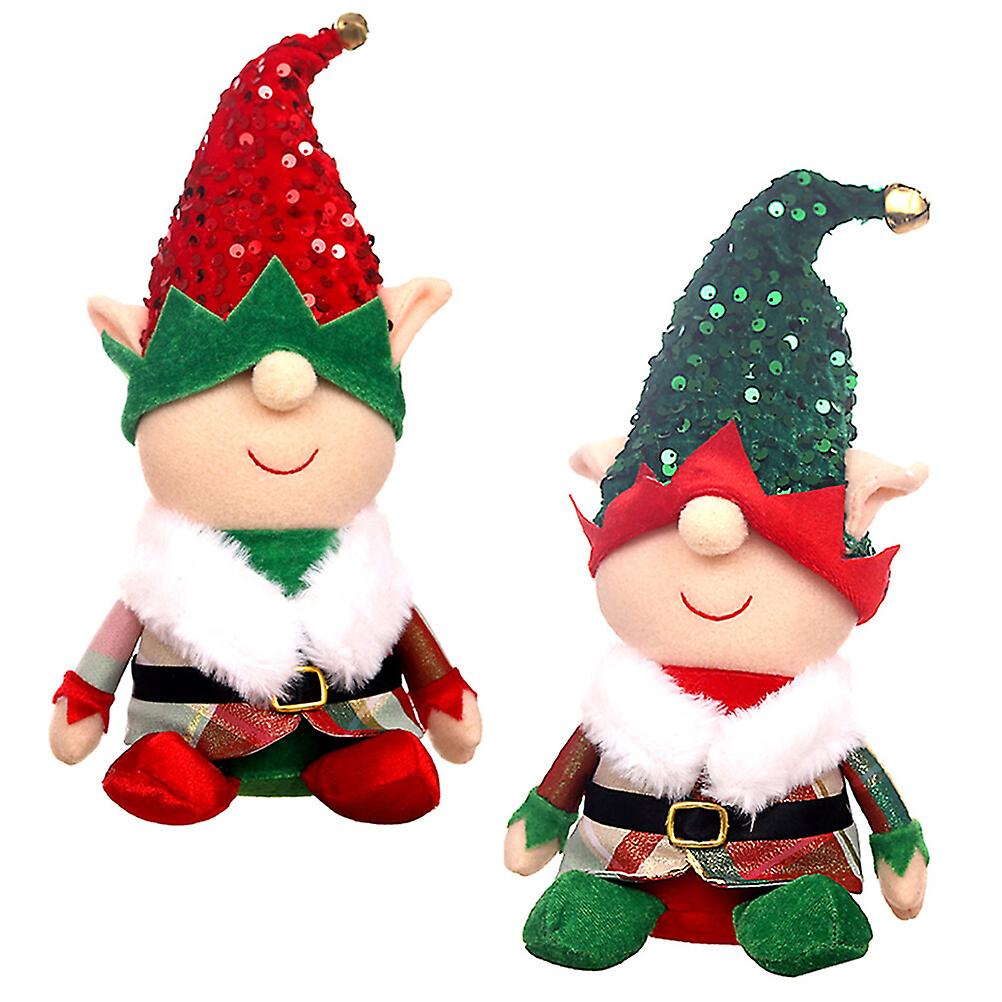 2pcs Christmas Elf Doll Decorations Elf Doll Figure Decoration Desktop Doll Ornament