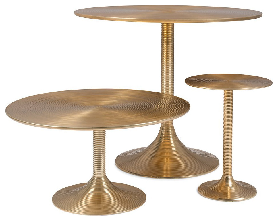 Gold Round Pedestal Coffee Table  Bold Monkey Hypnotising   Midcentury   Coffee Tables   by Luxury Furnitures  Houzz