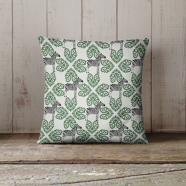 ZEBRA HERD GREEN Indoor|Outdoor Pillow By Kavka Designs