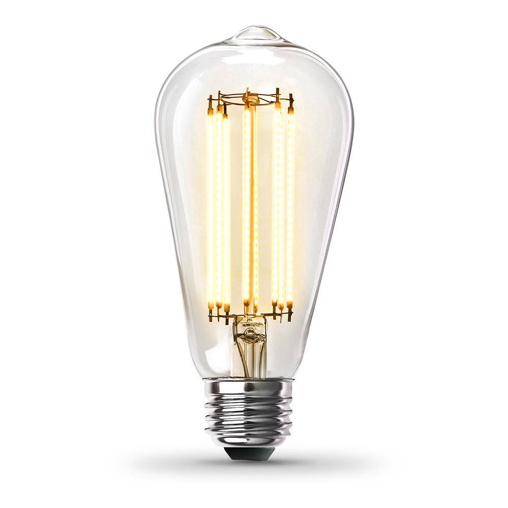 Feit Electric 60-Watt Equivalent ST19 Dimmable Straight Filament Clear Glass Vintage Edison LED Light Bulb Soft White 2700K ST1960CL927CAHDRP