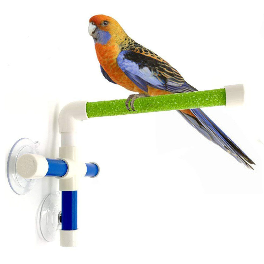 Suction Cups Pet Birds Parrots Bath Shower Standing Bar Paw Grinding Stand Station Funny Perches Toy for Budgies Canaries Lovebirds