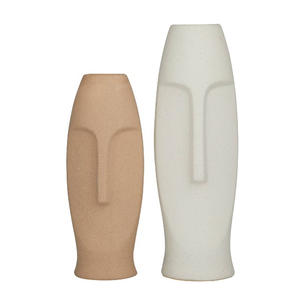 Set Of 2 Ceramic Easter Island Head Vase Olivia amp May