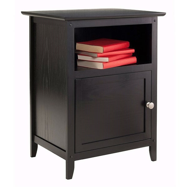 Black Shaker Style End Table Nighstand with Shelf - 15