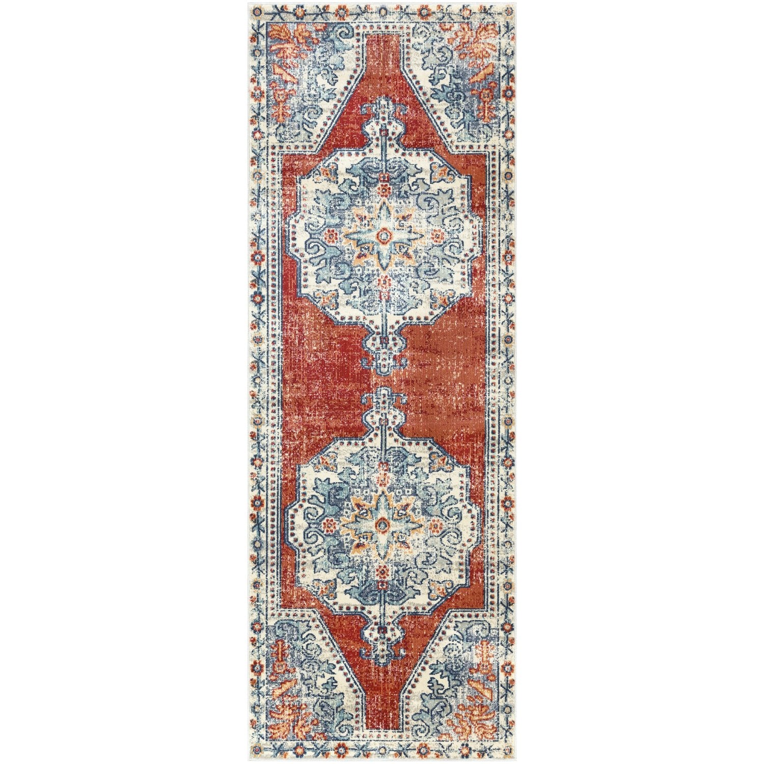 Bohemian Rug in Bright Red & Beige