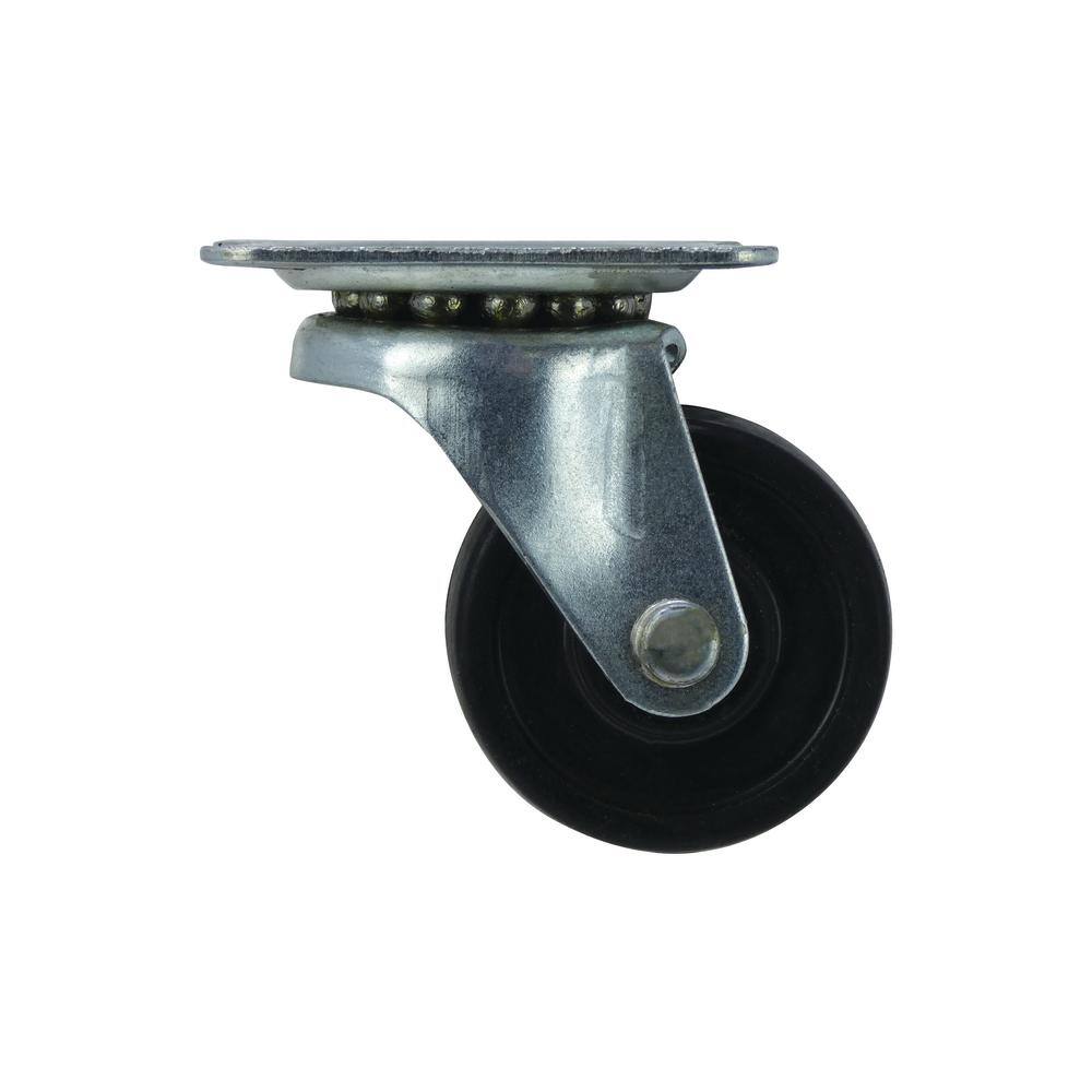 Everbilt 1-12 in. Black Soft Rubber and Steel Swivel Plate Caster with 40 lb. Load Rating 49489