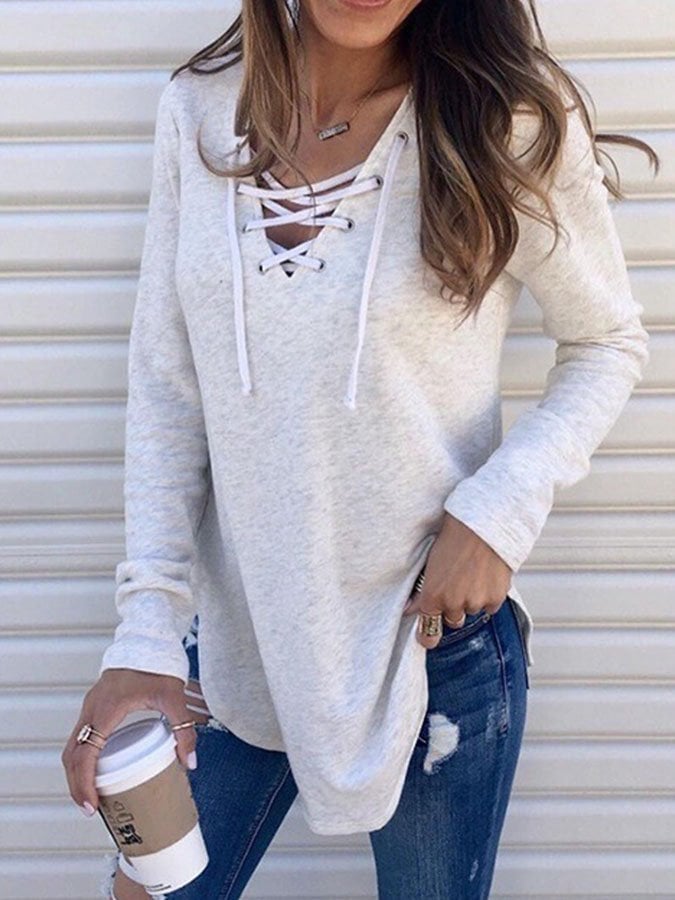 Letter Print V-Neck T-Shirt