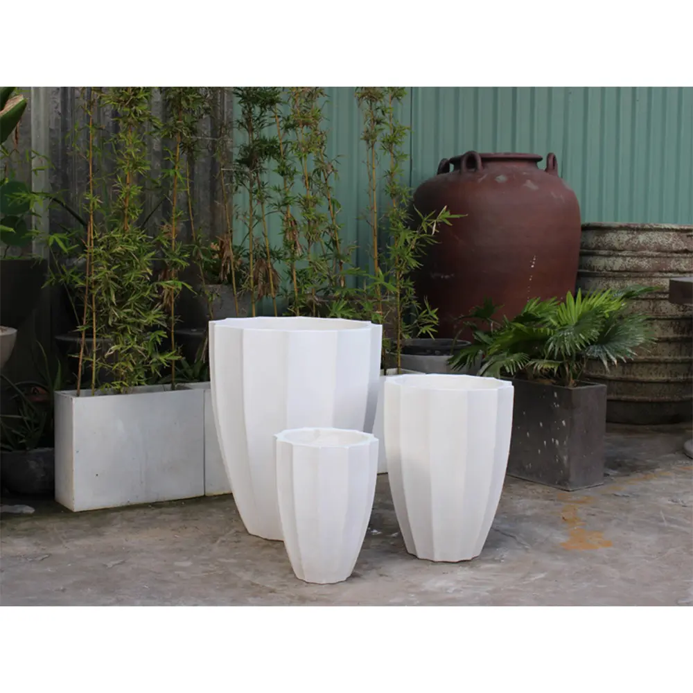 Hot Sale GRC Pottery Planters Manufacturer Customized Gardening Concrete Square Planter Set of 3