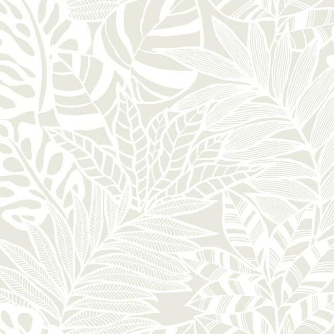 Jungle Leaves Wallpaper in White from the Silhouettes Collection