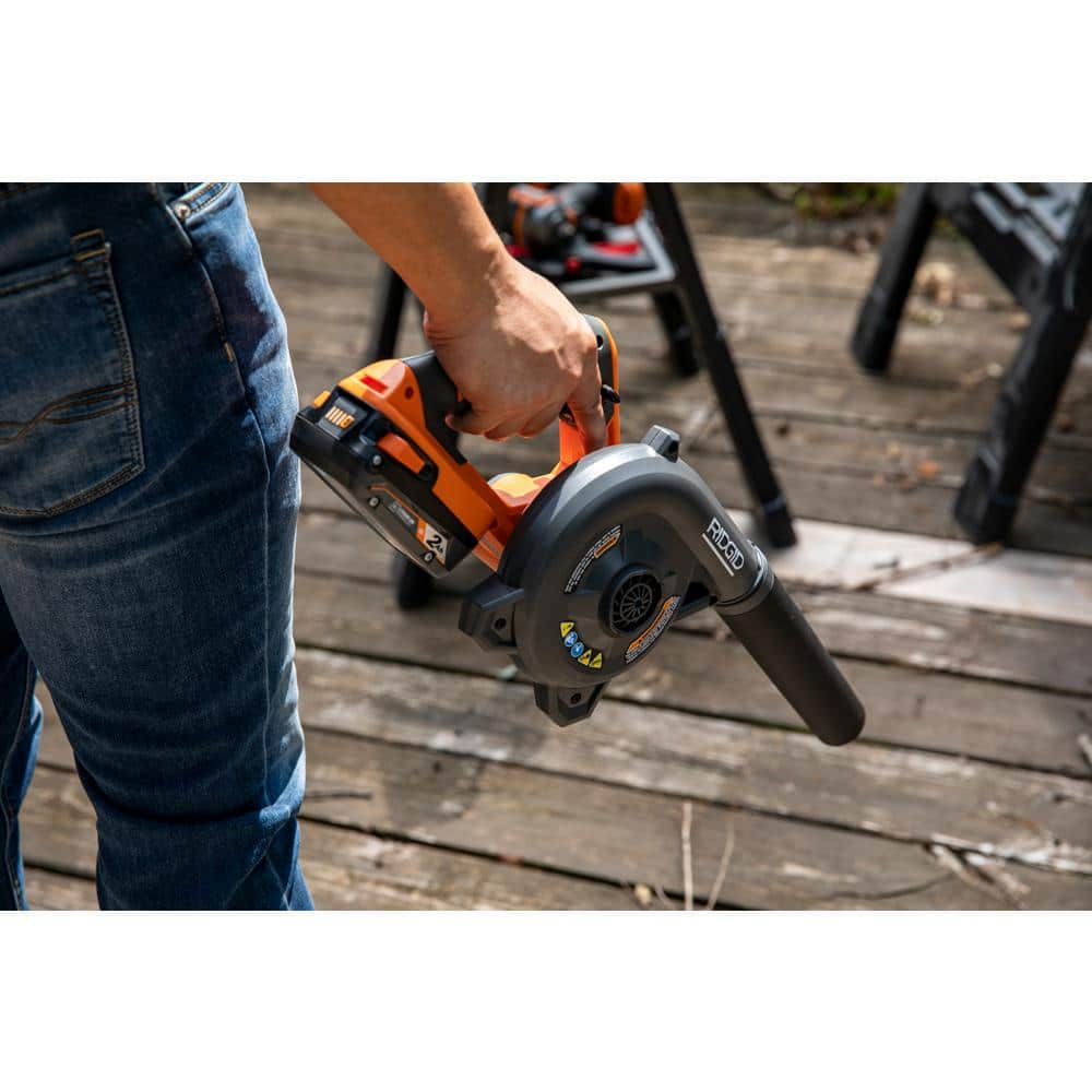 RIDGID 18V Lithium-Ion Cordless Compact Jobsite Blower with Inflator/Deflator Nozzle R86043B