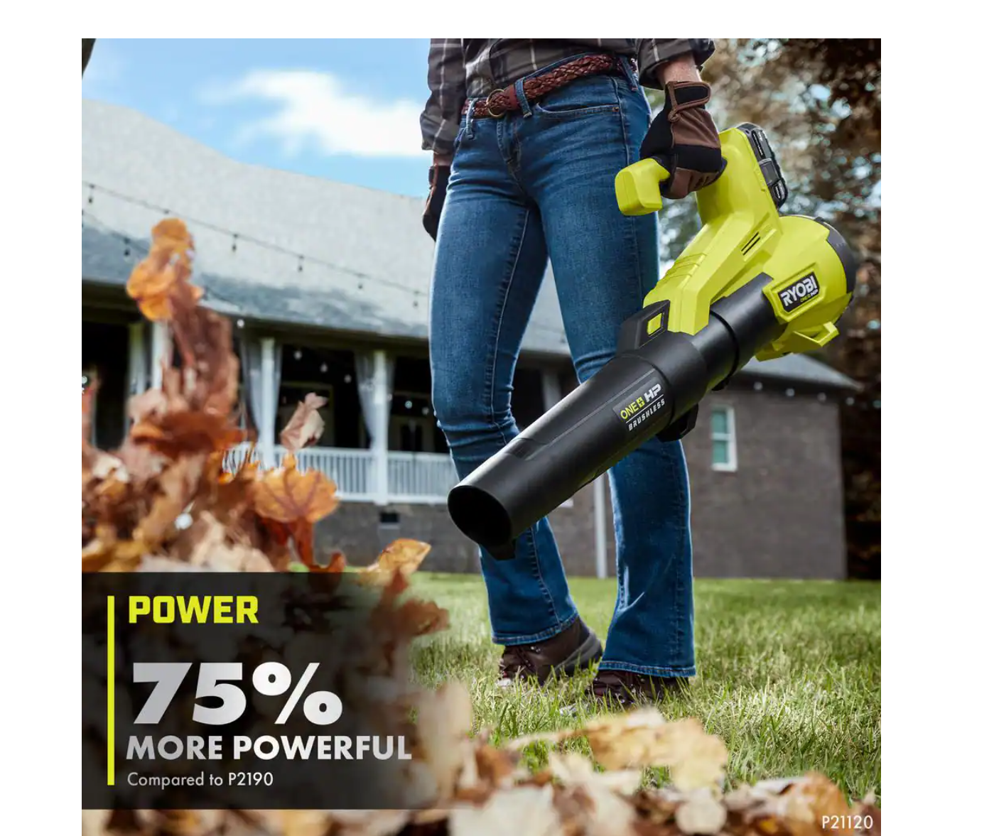 RYOBI P21120VNM ONE+ HP 18V Brushless 110 MPH 350 CFM Cordless Variable-Speed Jet Fan Leaf Blower w/ 4.0 Ah Battery and Charger