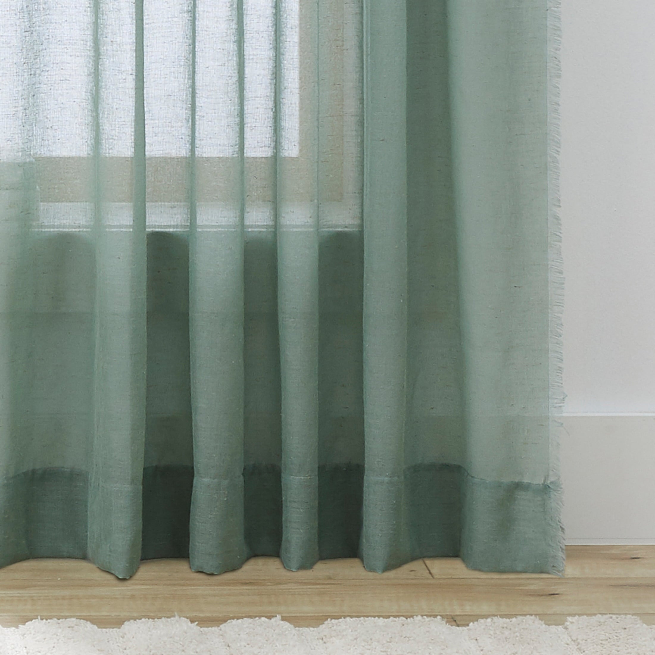 Better Homes & Gardens Solid Fringe 108Single Curtain Panel Green River , Polyester, Linen , Rod Pocket , Sheer