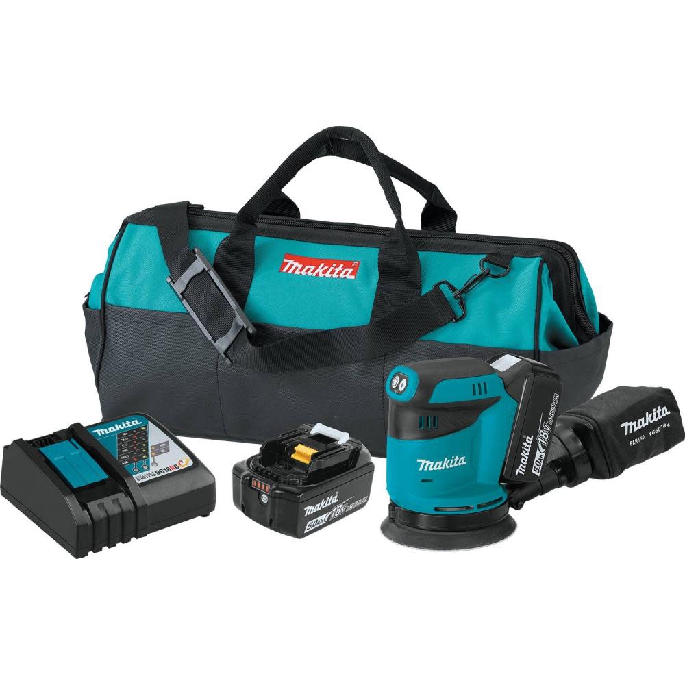 18 Volt LXT Lithium-Ion Cordless 5 in. Random Orbit Sander Kit， 5.0 Ah ;