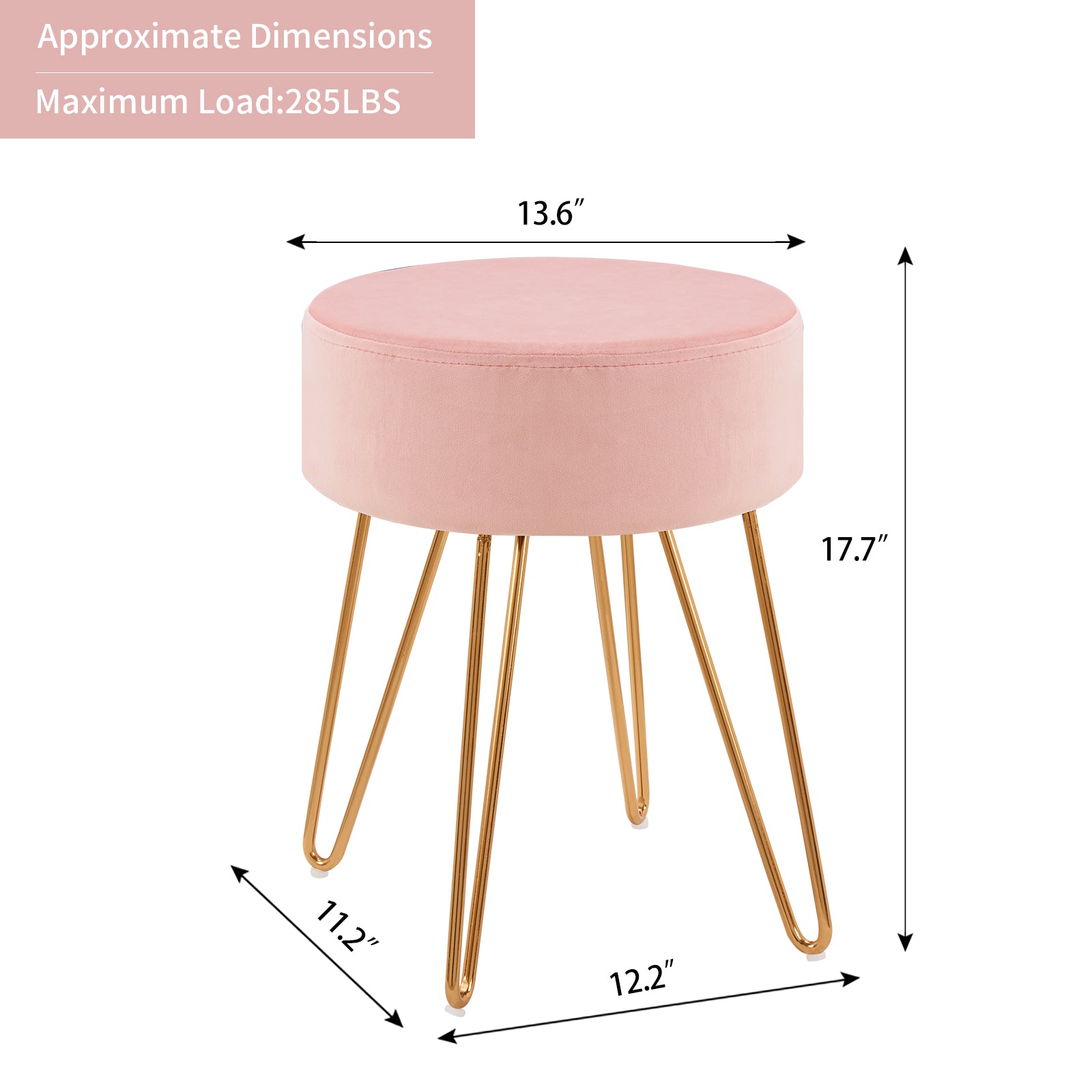 Duhome Elegant Lifestyle Velvet Vanity Chair, Small Makeup Vanity Stool for Bedroom, Upholstered Makeup Chair, Pink