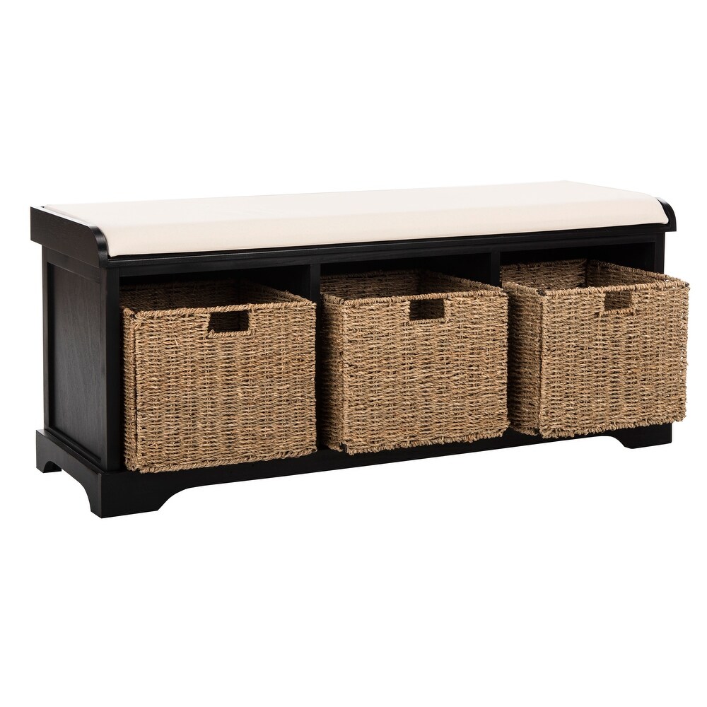 SAFAVIEH Lonan Black/ White Storage Bench   47\