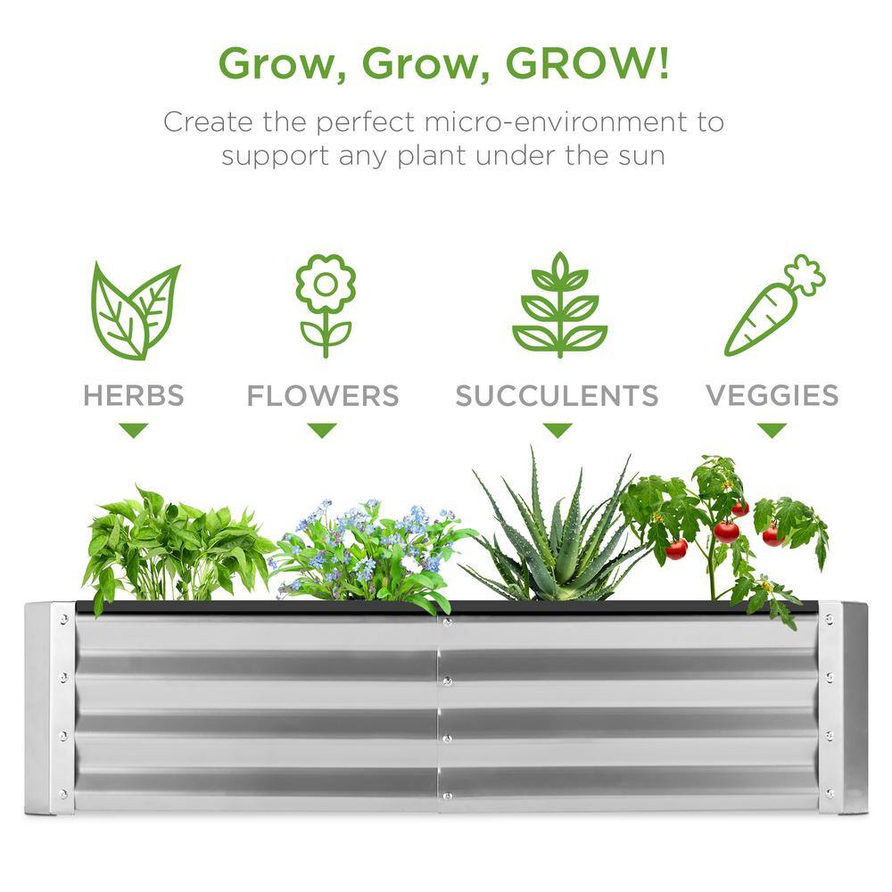 Best Choice Products 6 ft. x 3 ft. x 1 ft. Silver Outdoor Steel Raised Garden Bed for Vegetables Flowers Herbs Plants SKY6419