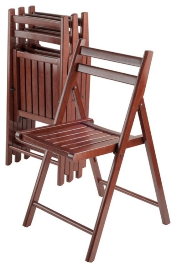 Ergode Robin 4 Pc Folding Chair Set Walnut   Transitional   Folding Chairs And Stools   by VirVentures  Houzz