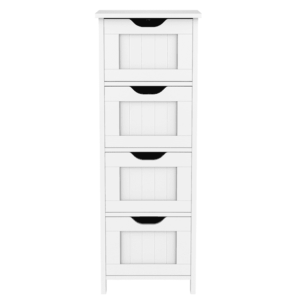 Topeakmart 4 Drawers Free Standing Floor Bathroom Cabinet White