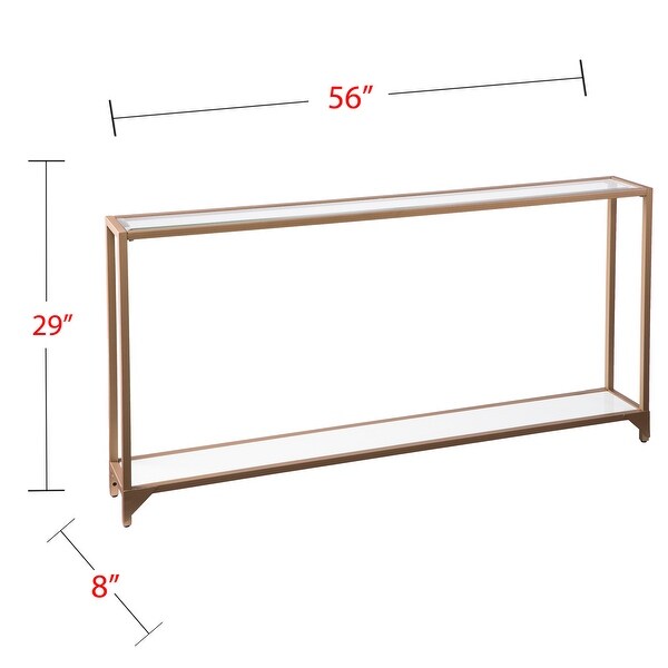 SEI Furniture Grant Wall-hug Goldtone Metal and Glass Console Table