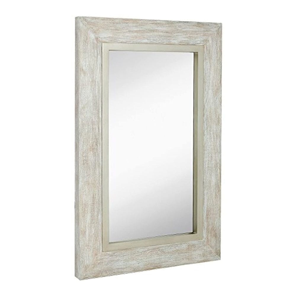 Large White Washed Framed Mirror (24