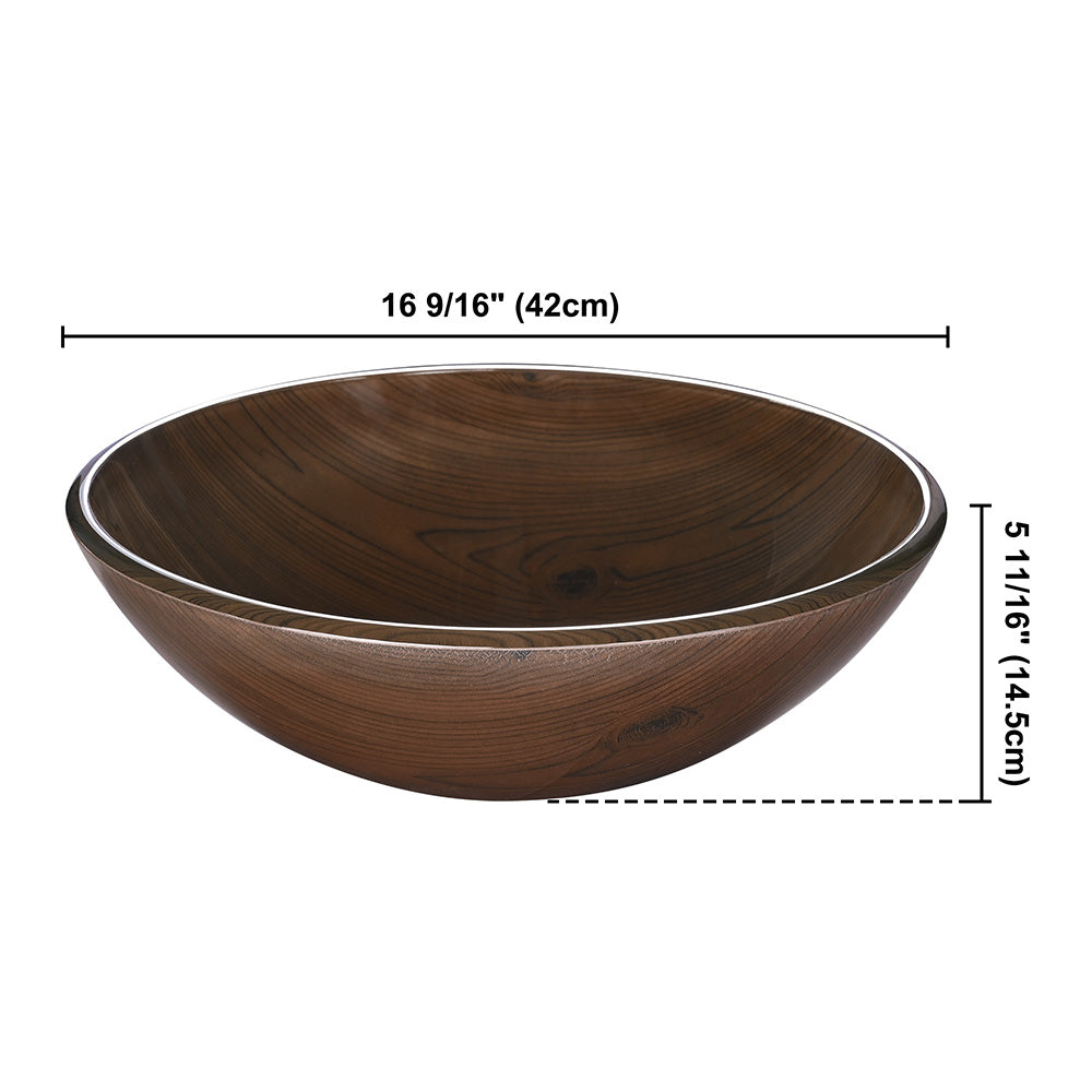 Yescom Round Glass Vessel Sink Bathroom Bowl Lavatory Basin Wood Grain