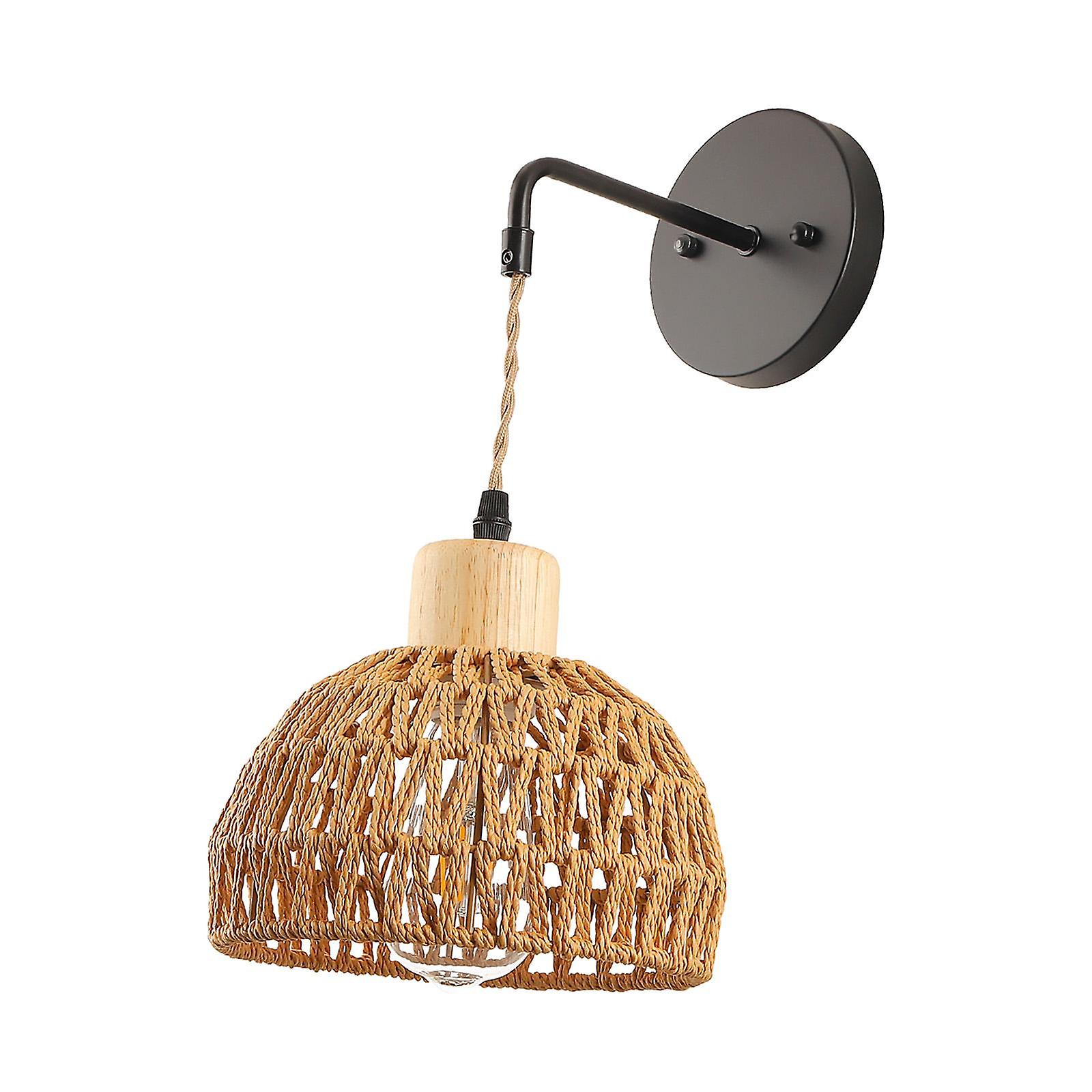 Wall Light Handmade Shade Rattan Wall Sconce For Restaurant Entrance Reading