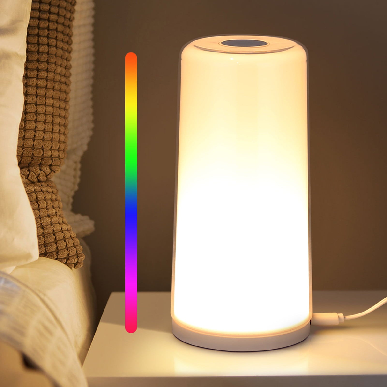 Albrillo Touch Sensor Bedside Lamp with Dimmable Warm White and RGB Color