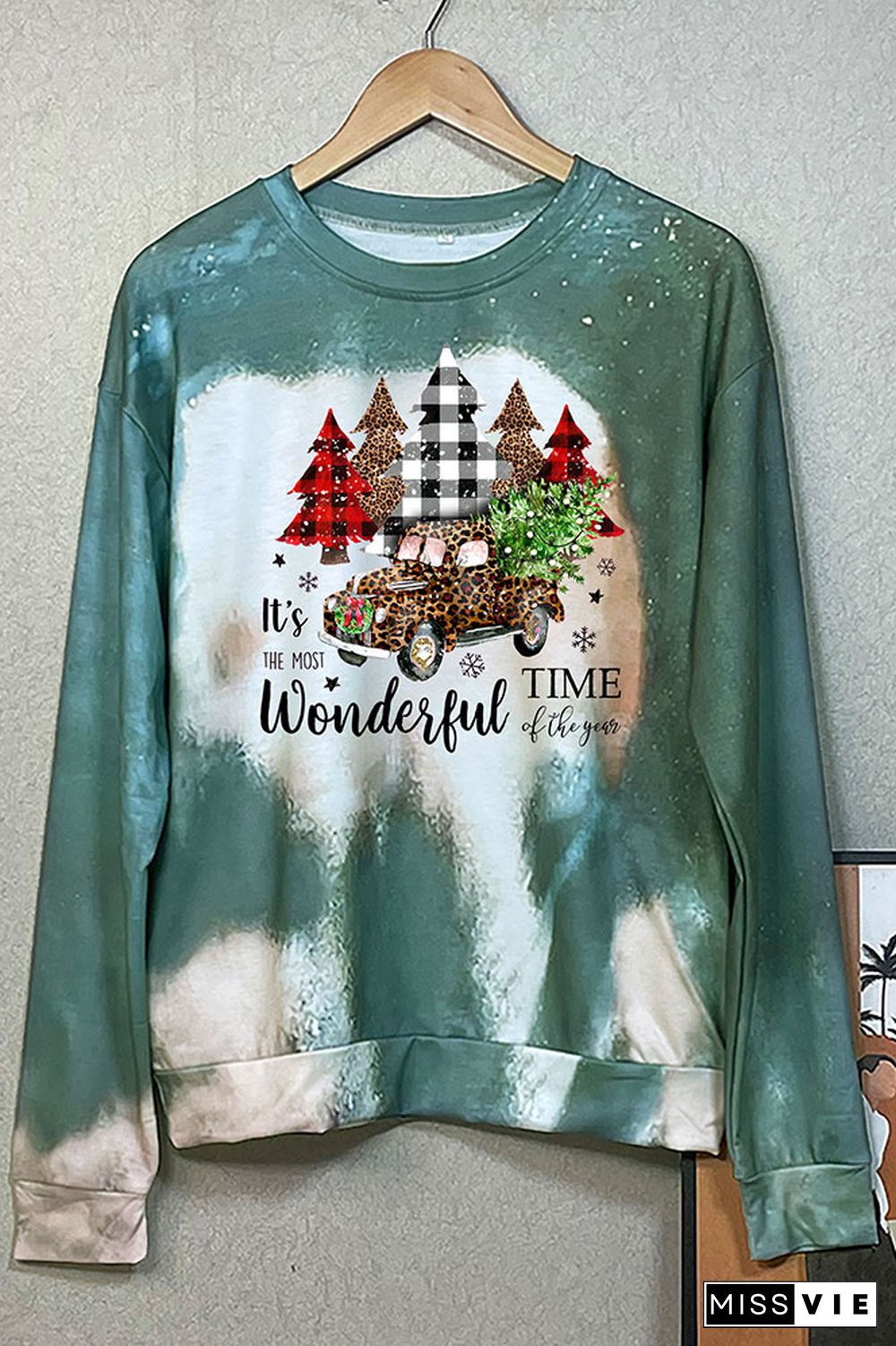 Christmas Pattern Print O-neck Sweatshirt Women Wholesale