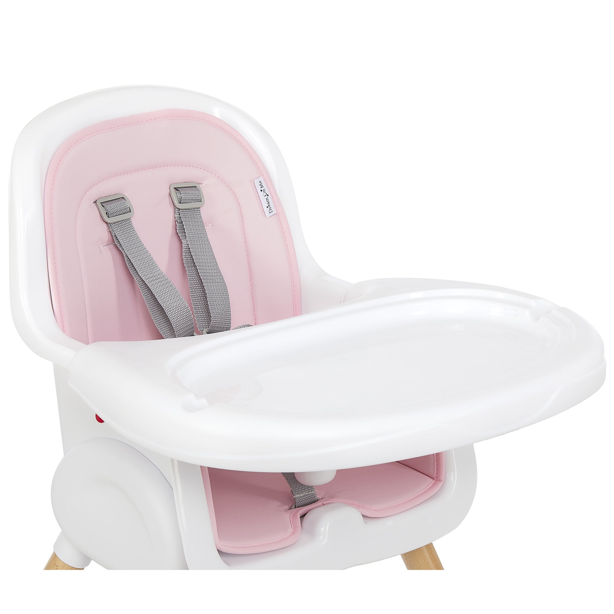 Dream On Me Lulu 2-in-1 Highchair， Convertible， Compact High Chair， Light weight， Portable， Blush Pink