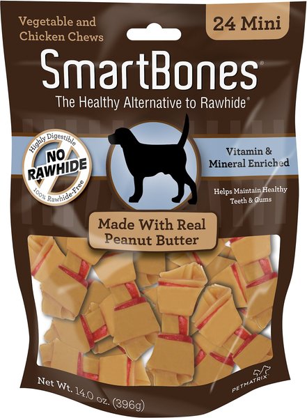 SmartBones Mini Peanut Butter Chew Bones Dog Treats