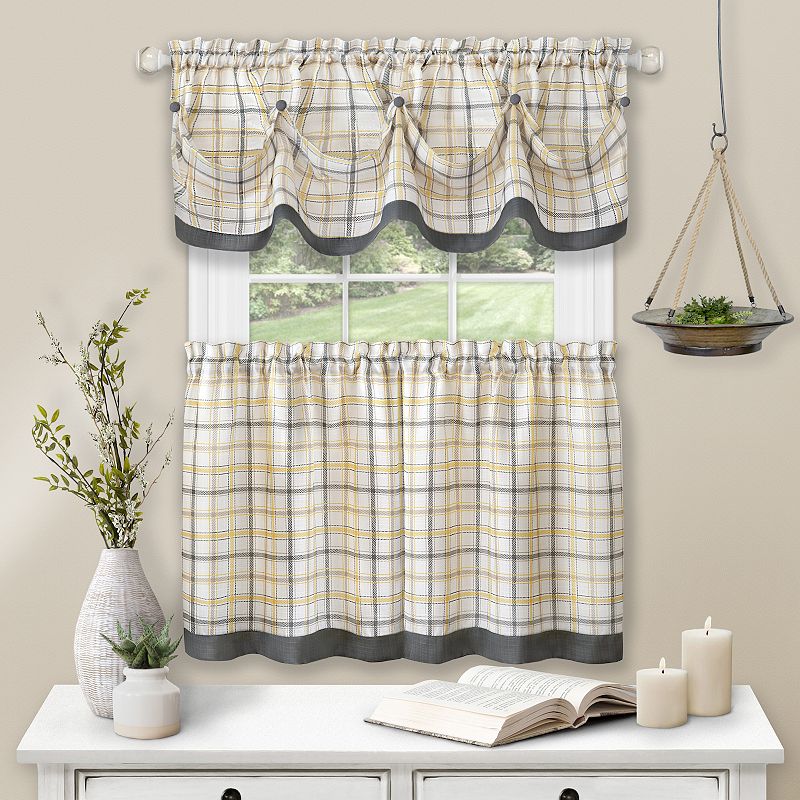 Achim Tattersall Window Curtain Tier Pair and Valance Set