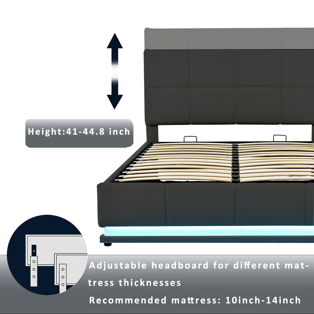 Hydraulic Storage Bed Tufted Upholstered Platform Bed with USB Charger