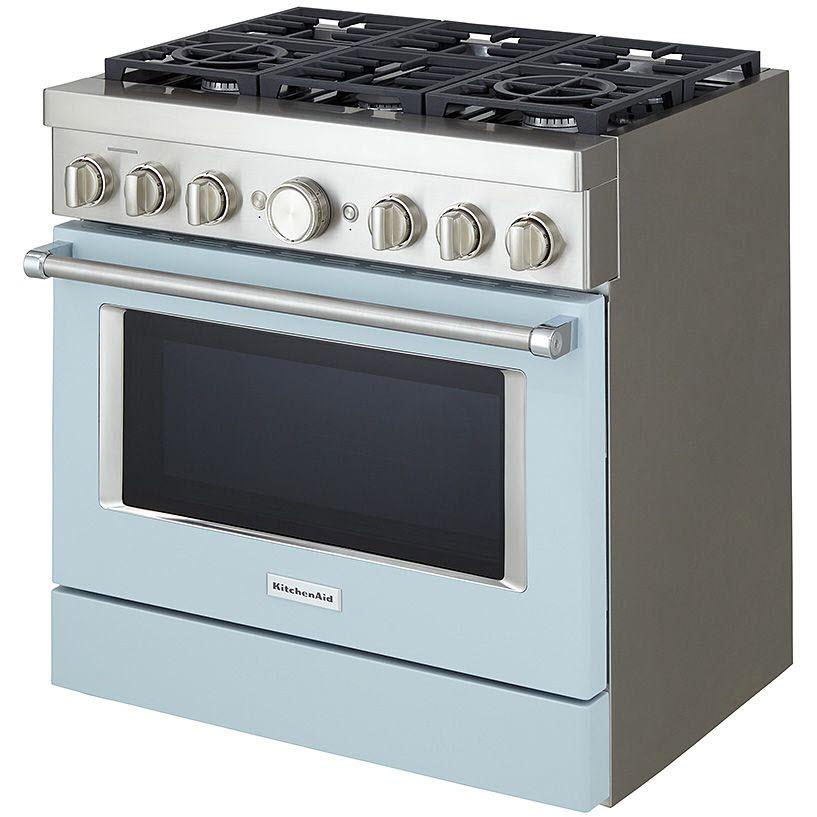 KitchenAid 36-inch Freestanding Gas Range with Even-Heat? True Convection KFGC506JMB