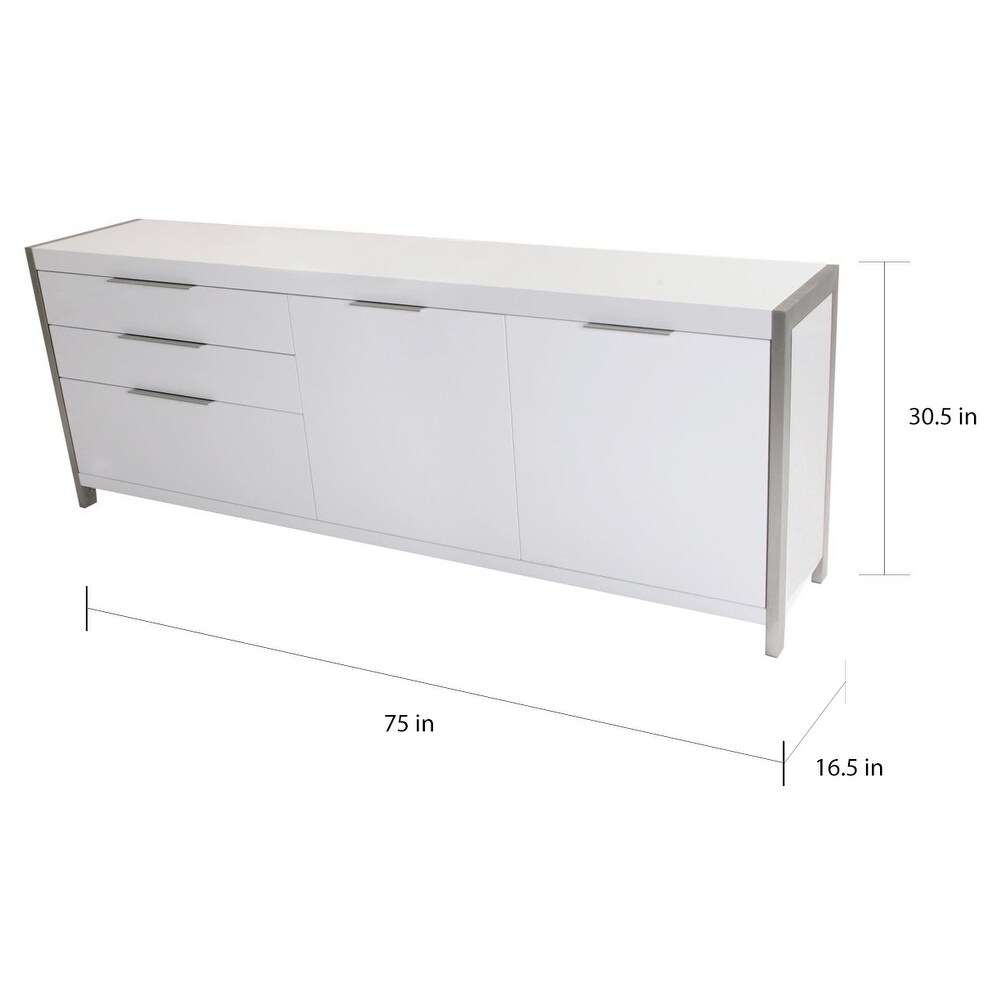 Aurelle Home Pure White Modern Storage Sideboard