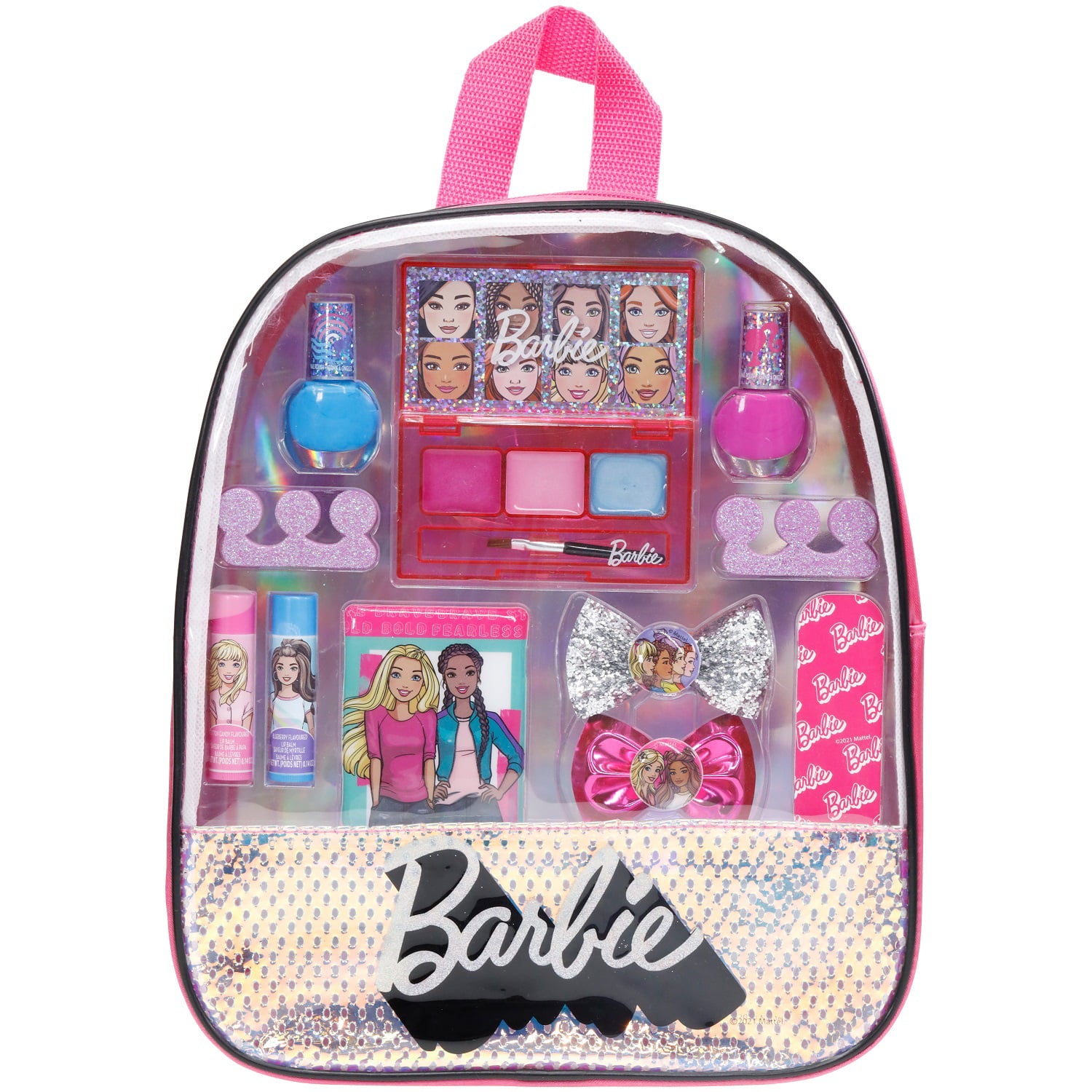 Barbie - Townley Girl Cosmetic Backpack Set with Mirror for Girls， Ages 3+