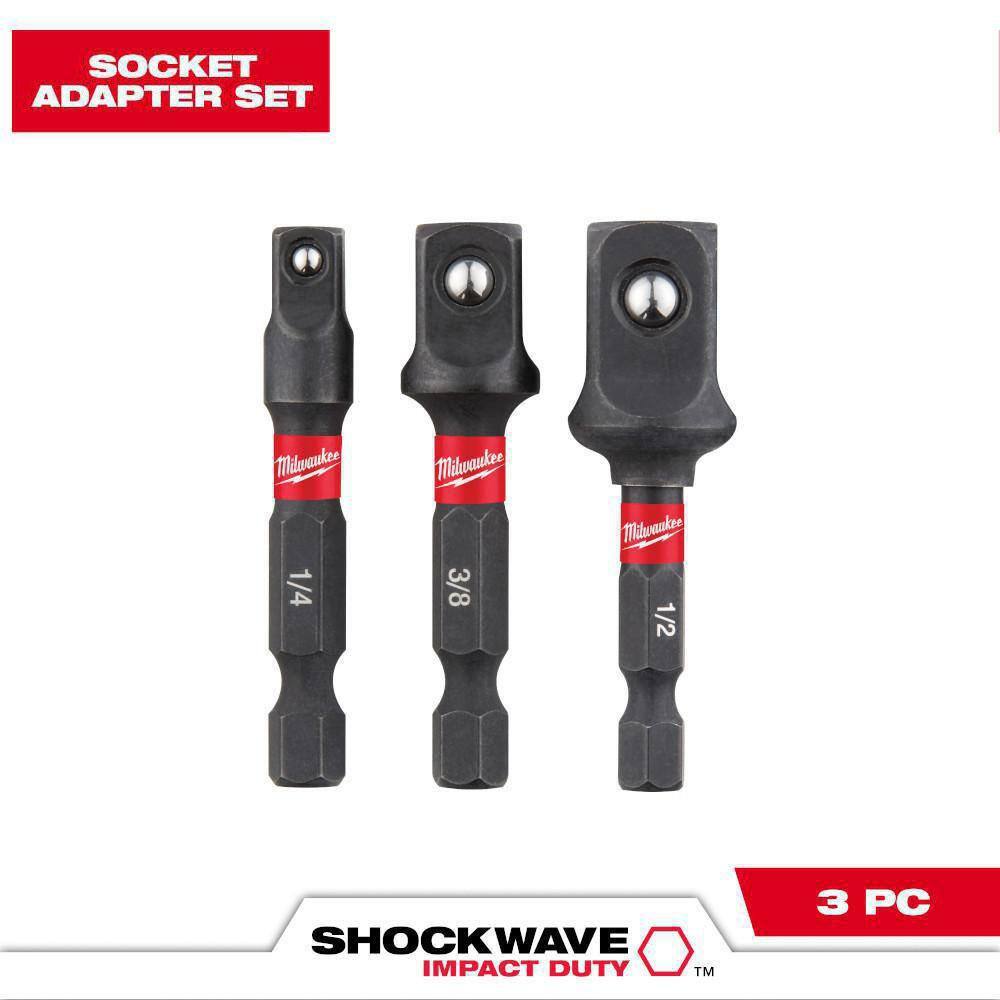 MW SHOCKWAVE Impact Duty 14 in. Hex Shank Socket Adapter Set (3-Piece) 48-32-5033