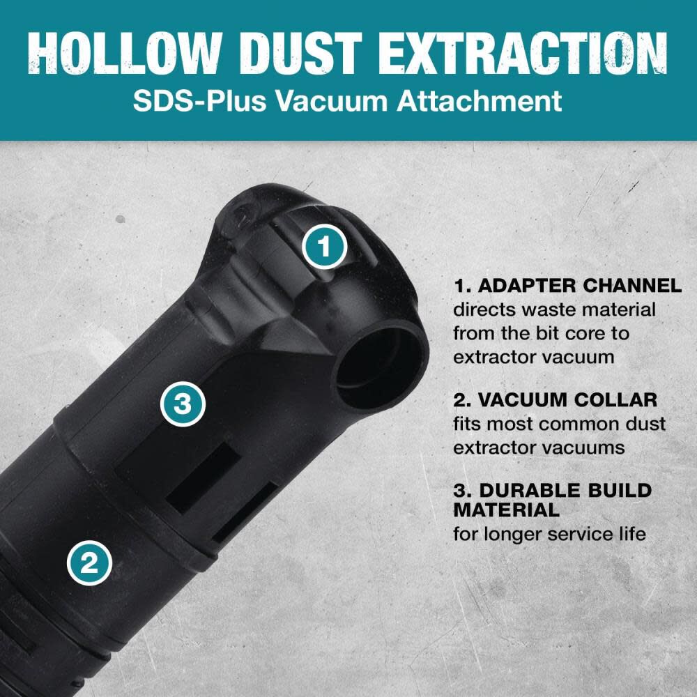 Makita Vacuum Attachment SDS Plus Hollow Dust Extraction Drill Bits E-07185 from Makita