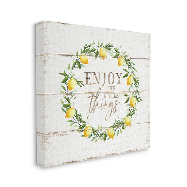 Stupell Industries Distressed Enjoy The Little Things Phrase Lemon Wreath