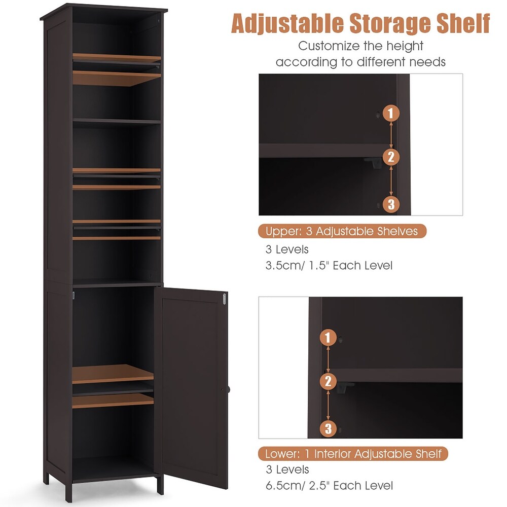 Costway 72'' Bathroom Tall Floor Storage Cabinet Freestand Shelving   See details