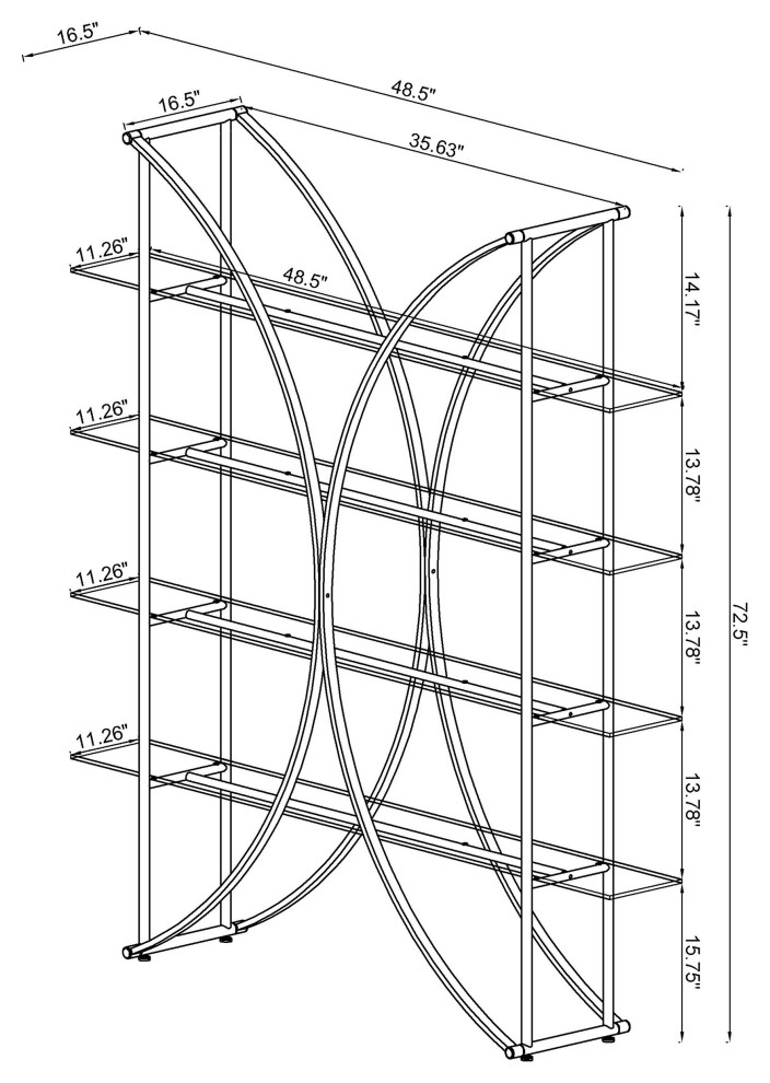 Larson 4 tier Bookcase Chrome and Clear   Modern   Bookcases   by Modon  Houzz