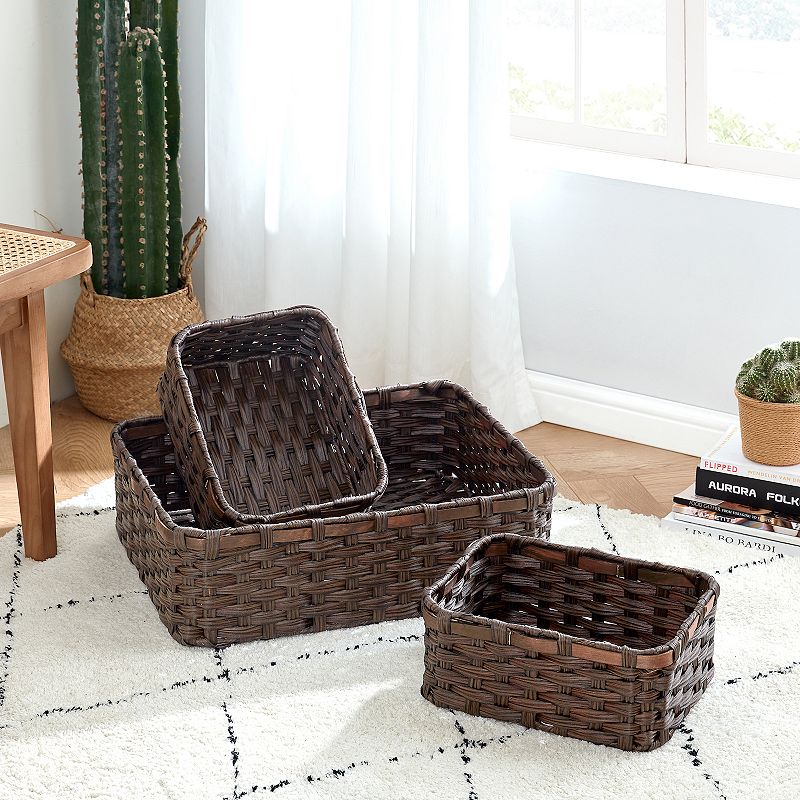 Saddle River Faux Wicker Basket 3-pc. Set