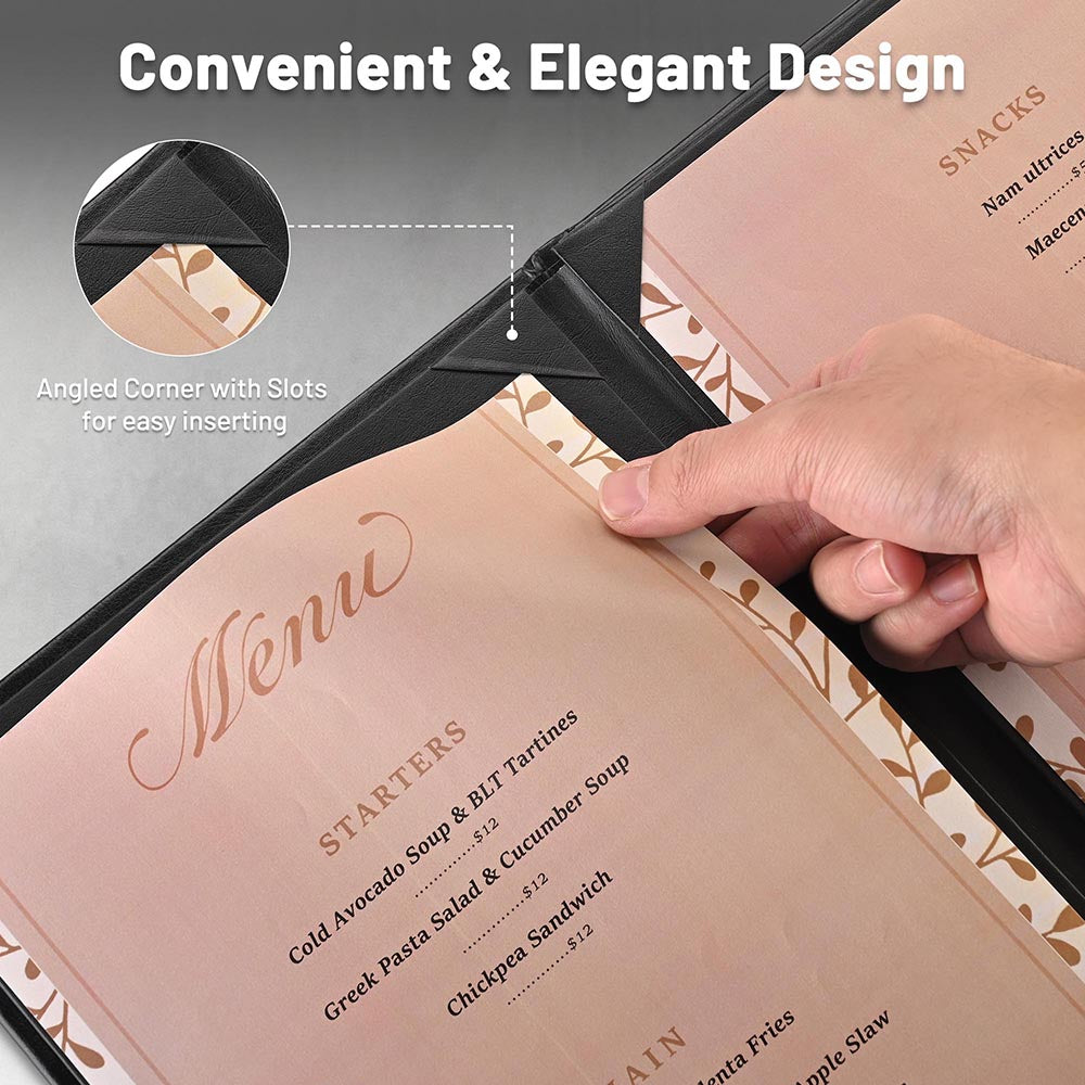 Yescom 10x Menu Covers Cafe Restaurant 4-Holder 8.5x14 PU Leather