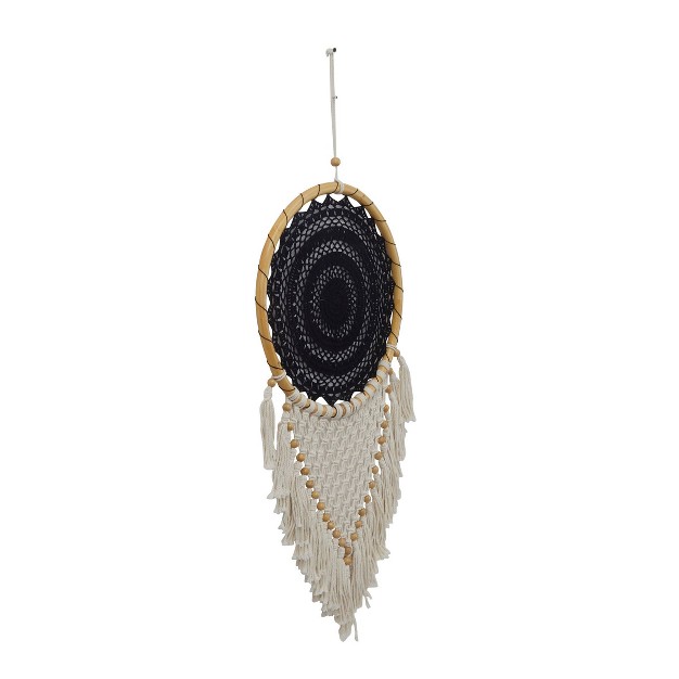 X 16 quot Cotton Macrame Handmade Intricately Woven Dreamcatcher Wall Decor With Beaded Fringe Tassels Black Olivia amp May