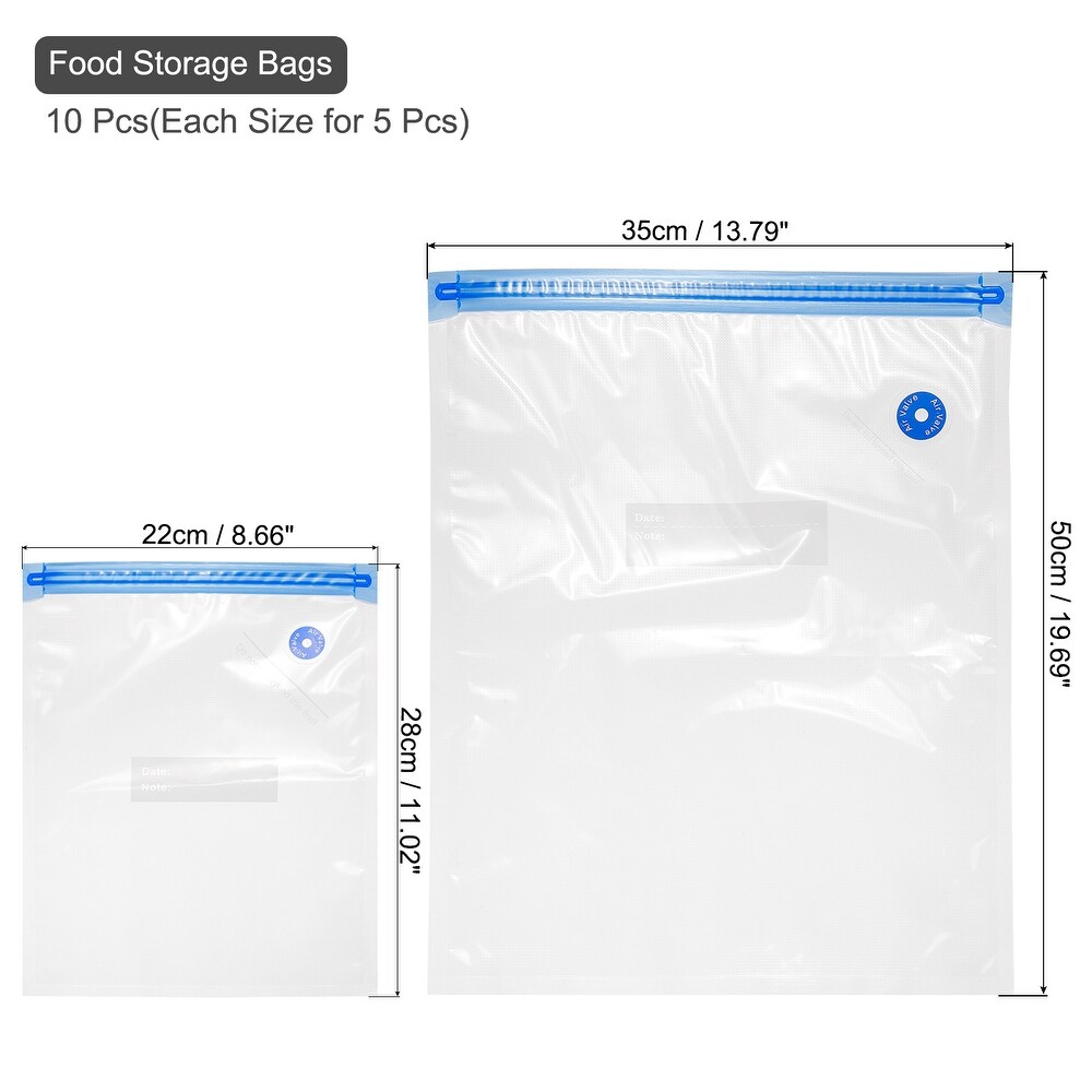 10pcs Sous Vide Bags Reusable Vacuum Food Sealer Bag 28cm x 22cm 50cm x 35cm   White