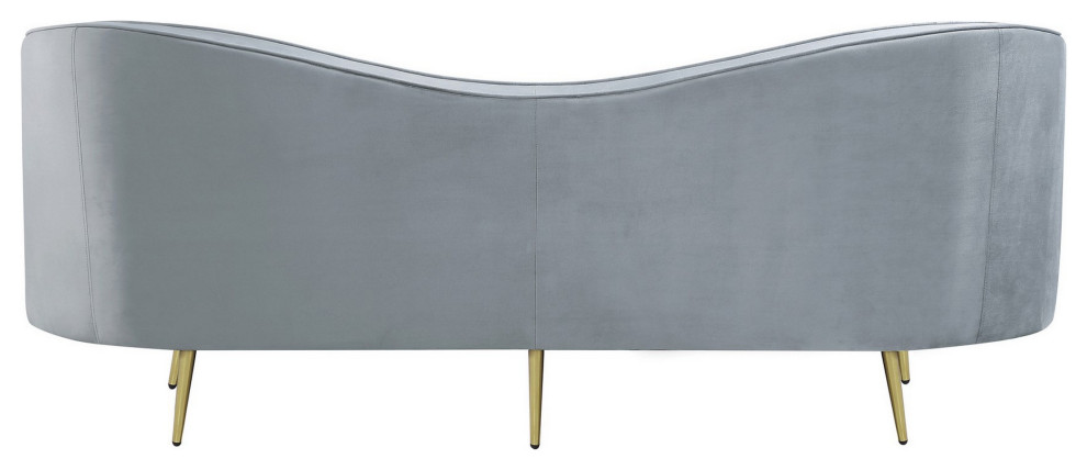 Benzara BM286330 Modern Sofa  Curved Kidney Shape  Channel Tufted  Gray  Gold   Midcentury   Sofas   by Uber Bazaar  Houzz