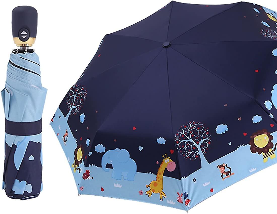 Liangnv Kids Folding Umbrella- Automatic Open- Cartoon- Uv Protection- Travel Umbrella Compact Windproof For Girls Boys Women