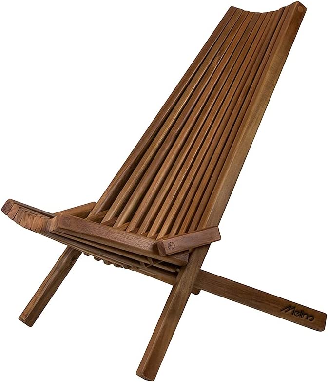 Melino Wooden Folding Chair for Outdoor， Low Profile Acacia Wood Lounge Chair with FSC Certified Acacia Wood